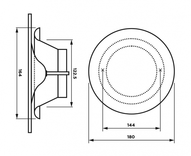 Анемостат со стеклянной внешней частью FOZA D 125 мм. Матовое стекло. Чёрный круглый. RAL 9005